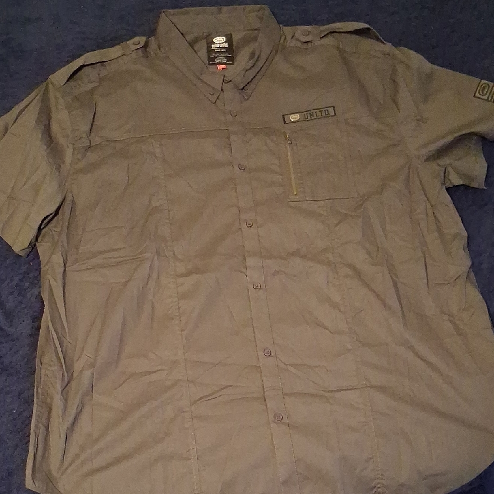 Ecko Unlimited Olive Green Casual Button-Down Shirt